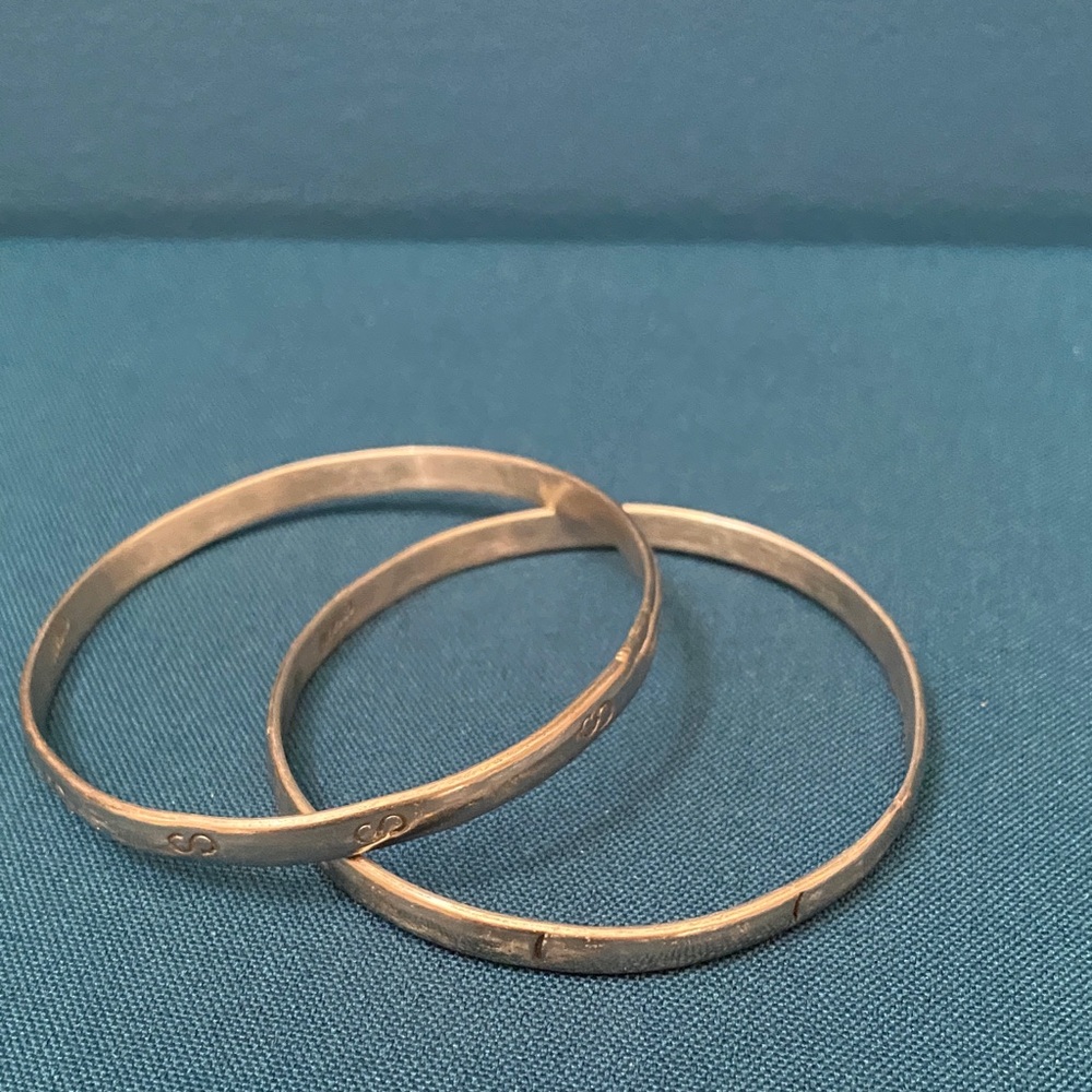 Vintage Mexican Silver tone Metal Bangle Set - Picture 3 of 7